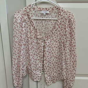 INTERMIX Red and White Floral Blouse